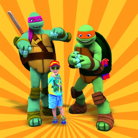 Pop Art 1 Panel Portrait of A Little Boy with Two Ninja Turtles,by myDaVinci - myDaVinci